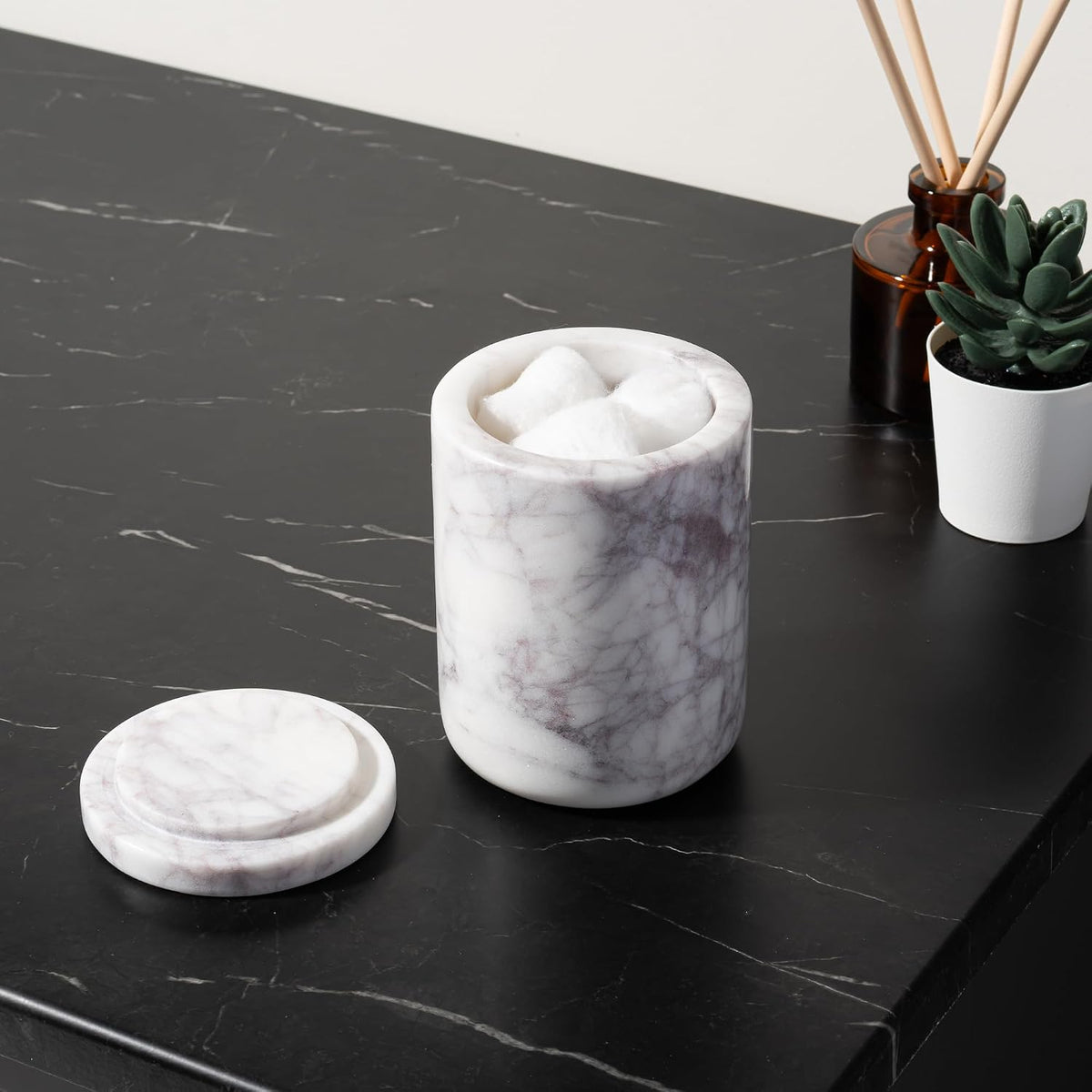 Cork & Mill Marble Bathroom Accessories Set, White Vanity Decor