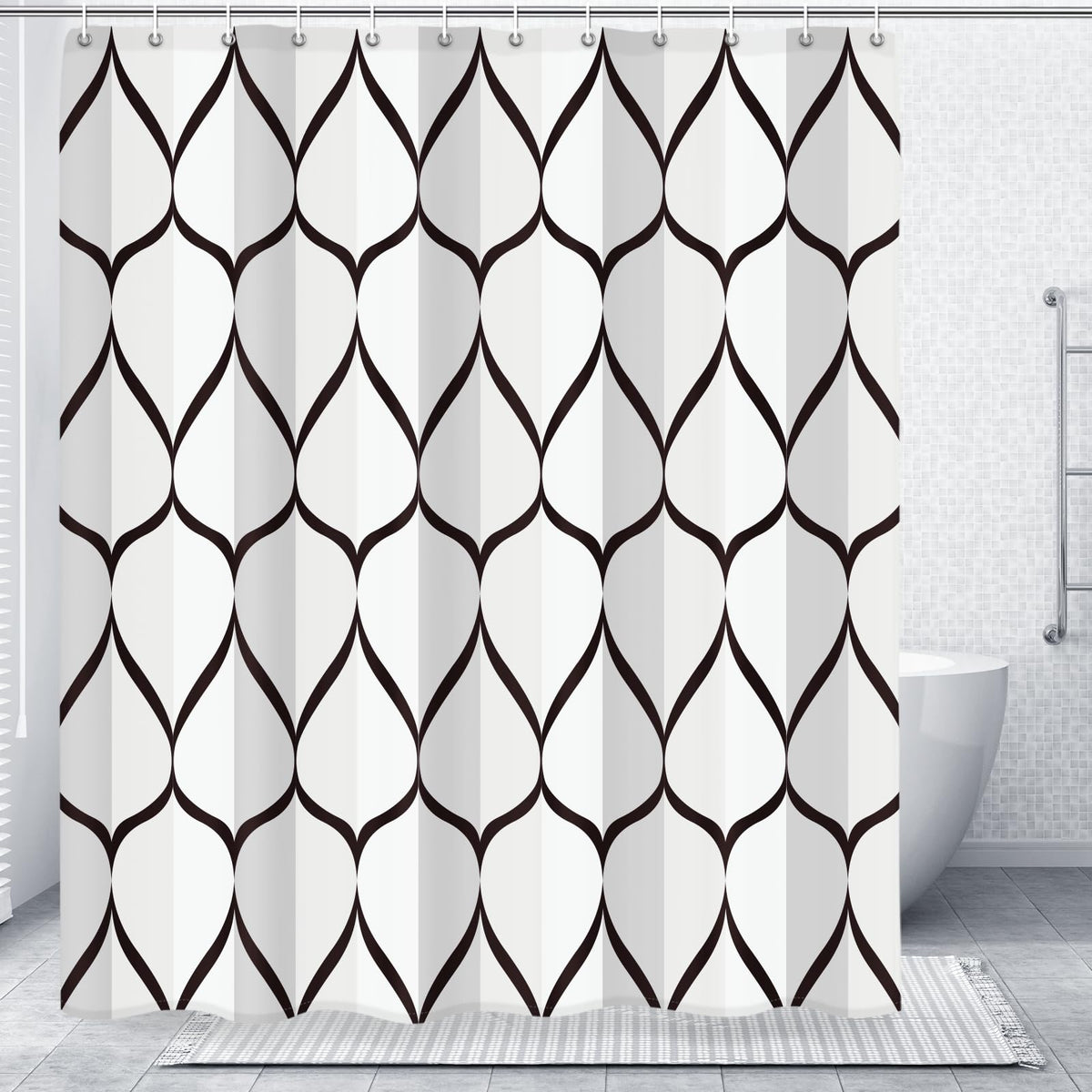 Gelbchu Grey Blend Geometric Shower Curtain for Bathroom, 72x72 Inch