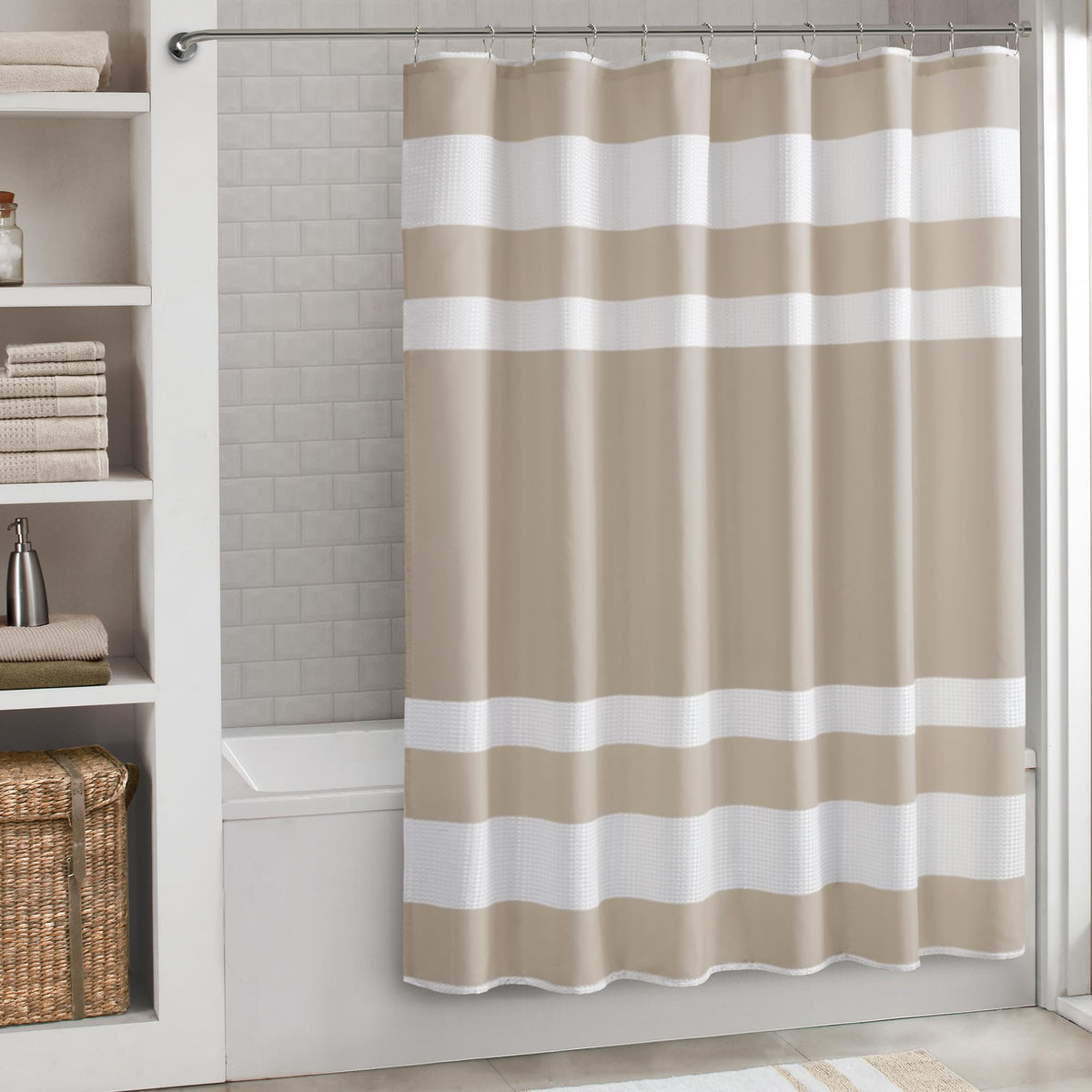 Madison Park Spa Waffle Shower Curtain for Bathroom, 72 x 72, Grey