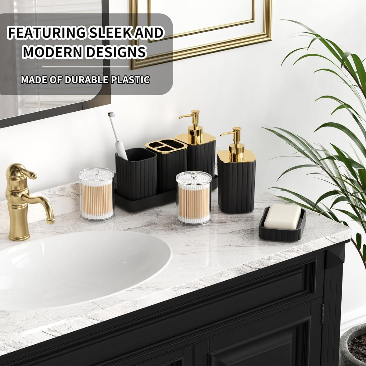 XLHOMO Bathroom Set - 26PC Bathroom Set with Shower Curtain and Rugs, Black