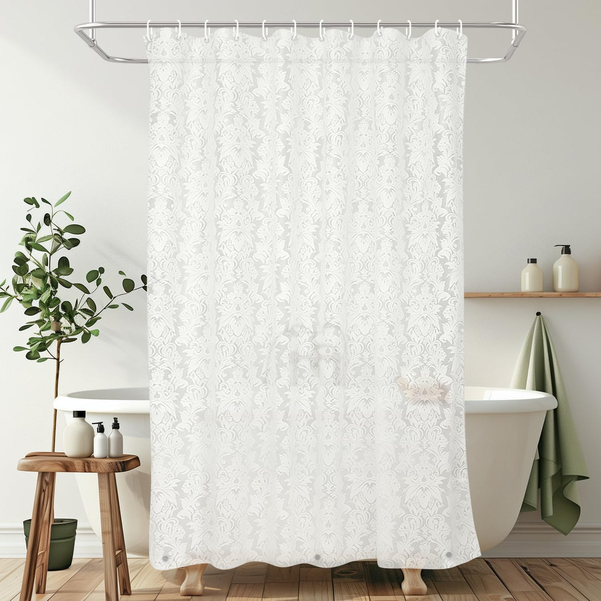 PEVA Shower Curtain, Water Repellent Premium Bathroom Shower Curtain with 3 Magnetic Weights for Shower Stall, Bathtubs