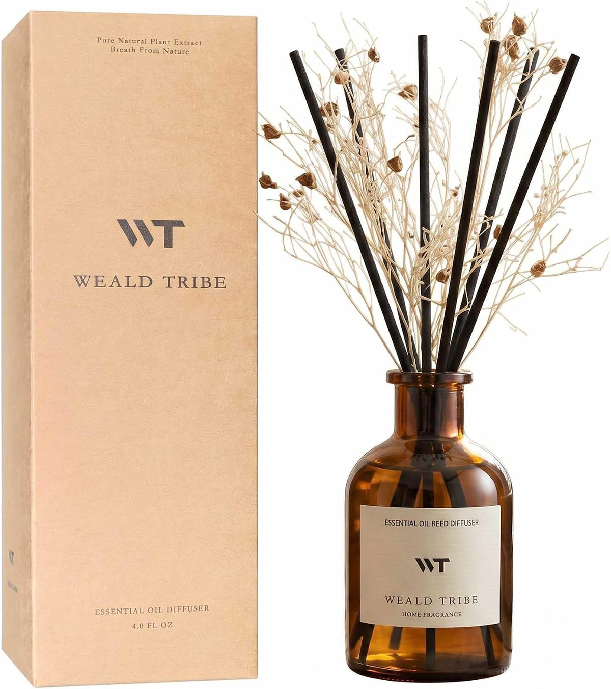 WEALD TRIBE Flower Reed Diffuser Set Clean White Linen Scent for Bathroom Air Fresheners | 4.0 fl oz Fragrance Oils with Sticks Home Fragrance Defusers | House Bedroom Office Shelf Decor & Gift