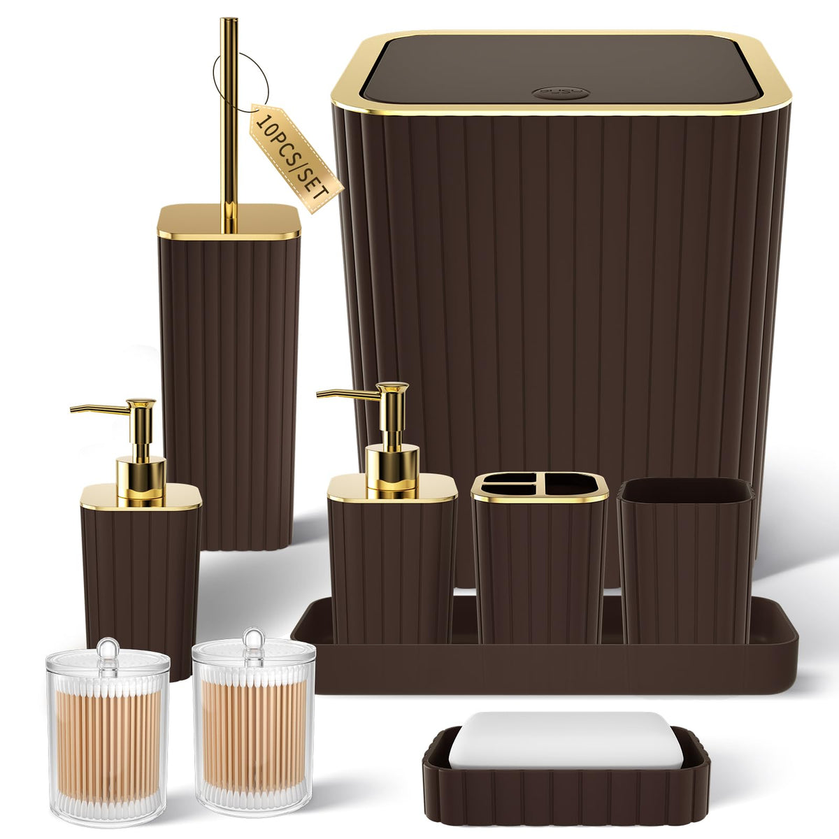 XLHOMO Bathroom Accessories Set - 10PC Gorgeous Black Bathroom Set