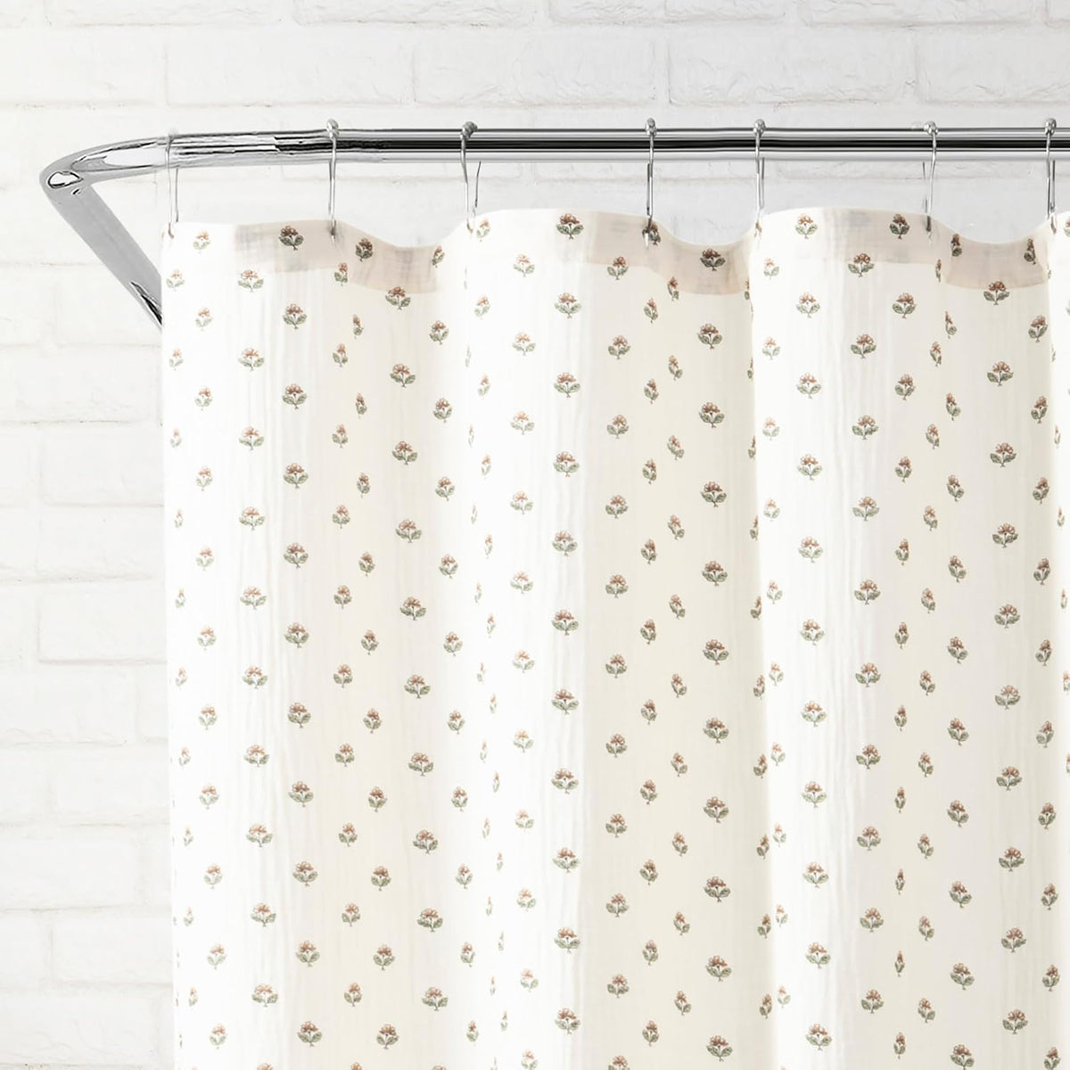 Peri Home Block Print Gauze Shower Curtain 72 x 72 inches Multi 1-Piece