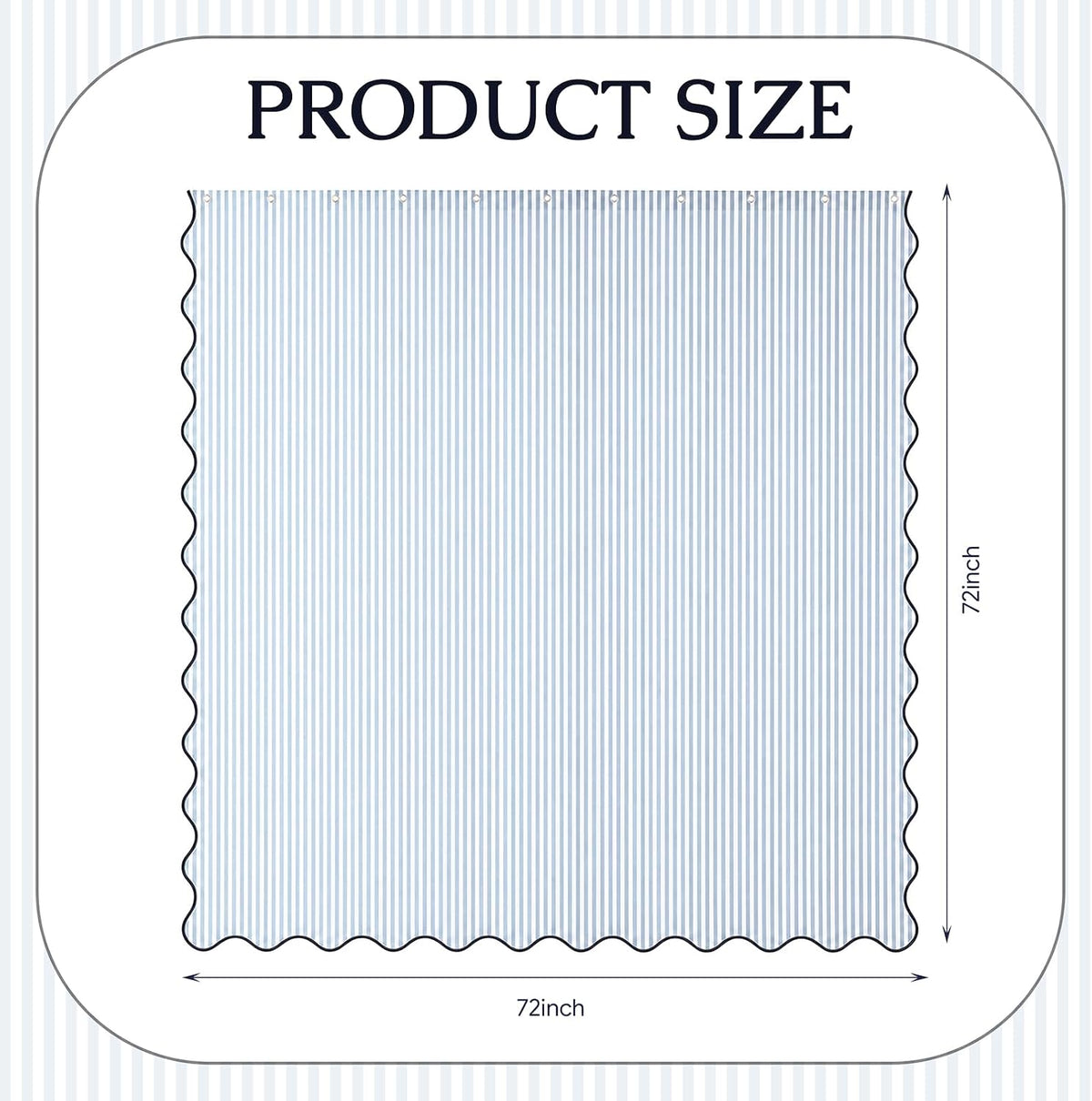 Irenare Coastal Shower Curtain with Scalloped 71 x 71 Inch