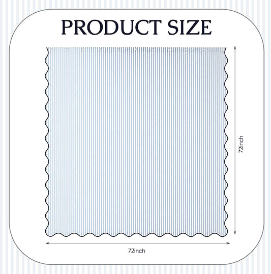 Irenare Coastal Shower Curtain with Scalloped 71 x 71 Inch
