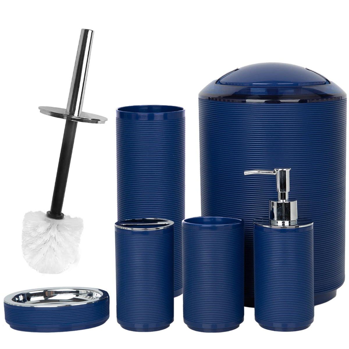 CERBIOR Bathroom Accessories Set 6 Piece Spiral Pattern Bath Ensemble,Black