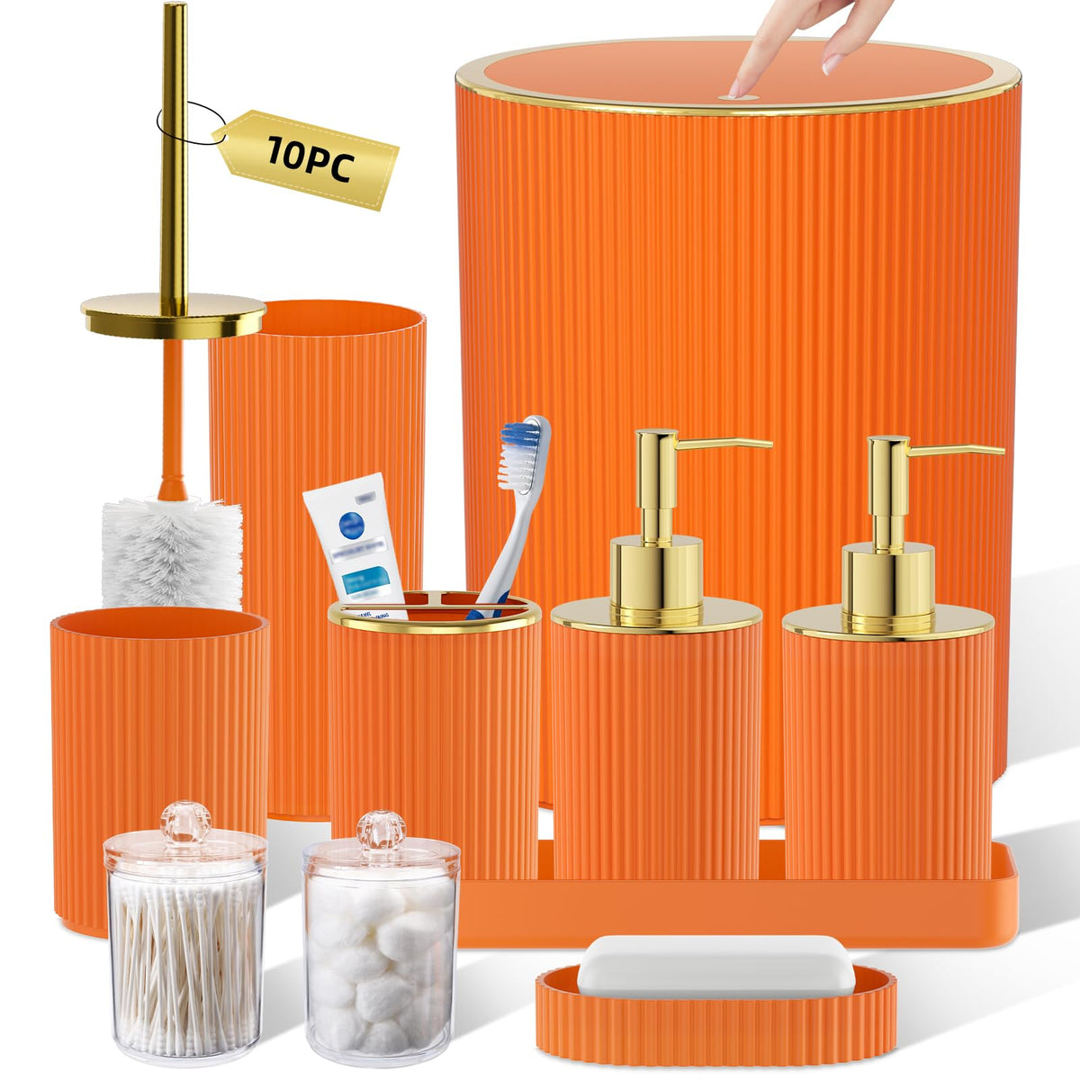 10PC Bathroom Accessory Set - White Bathroom Bath Decor Sets