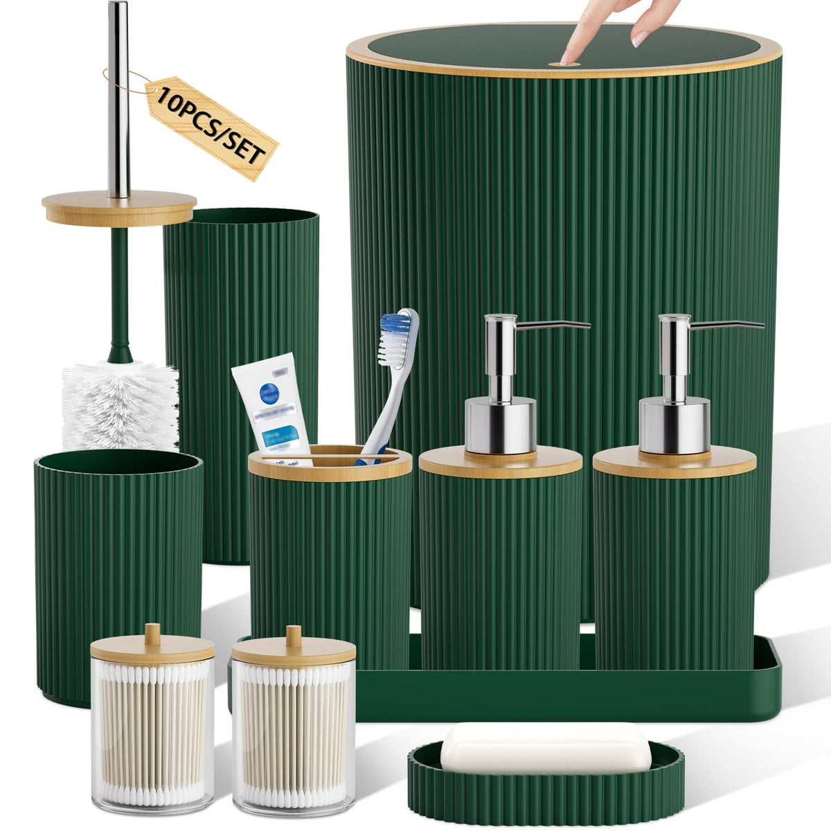 10PC Bathroom Accessory Set - White Bathroom Bath Decor Sets