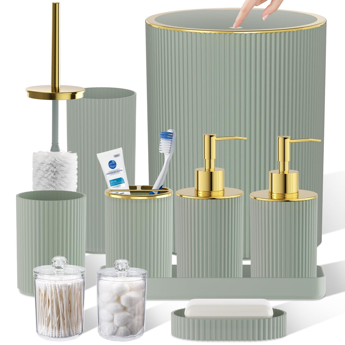 10PC Bathroom Accessory Set - White Bathroom Bath Decor Sets