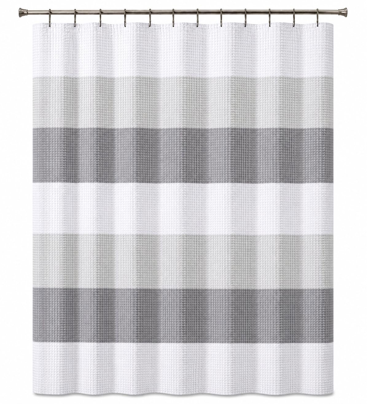 Dainty Home Ombre Waffle Weave Shower Curtain 70 x 72 Blush Textured Fabric Shower Curtain, Hotel Style Waffle Weave Bathroom Curtain, Water Resistant Polyester Ombre Shower Curtain
