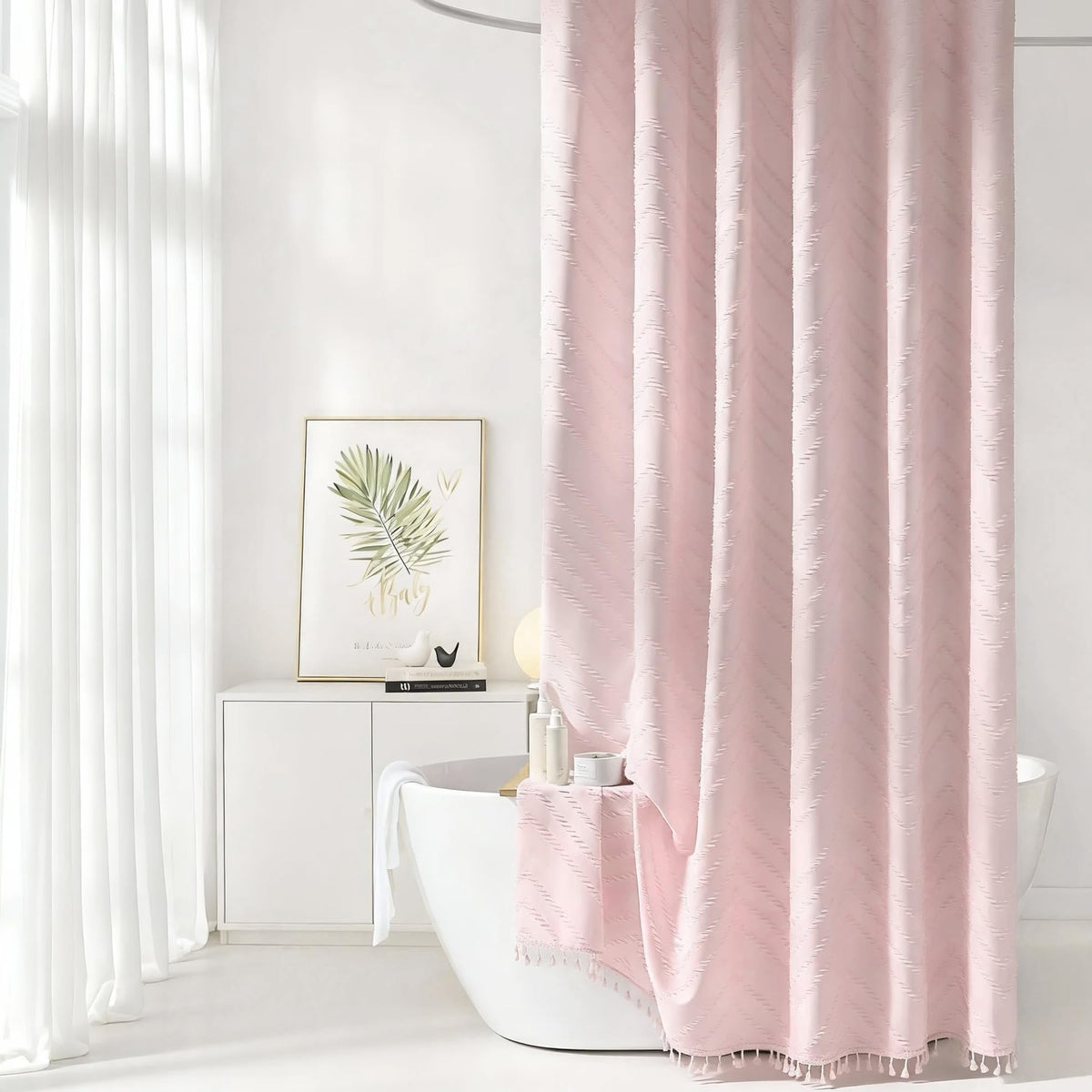 Siiluminisoy Sage Green Shower Curtain for Bathroom Boho Shower Curtain
