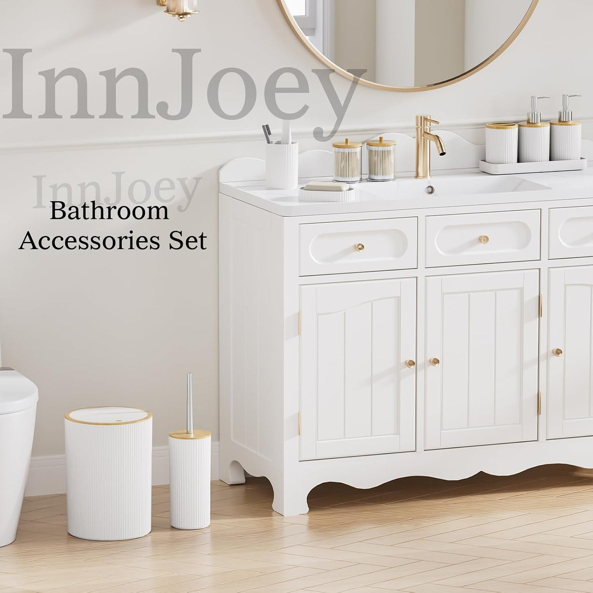 10PC Bathroom Accessory Set - White Bathroom Bath Decor Sets