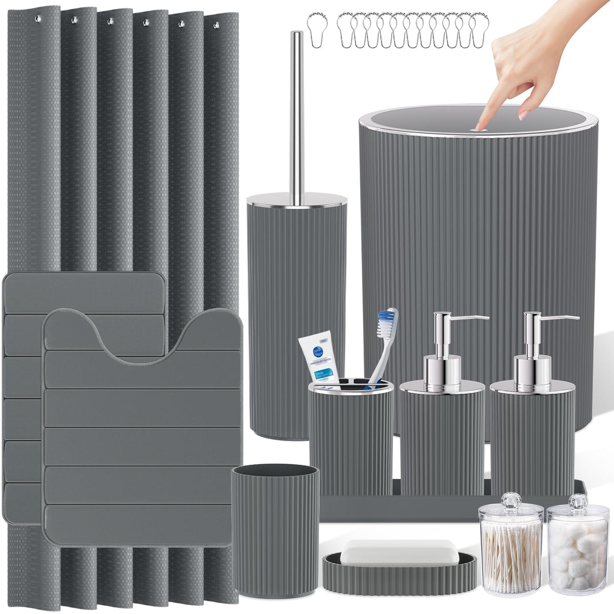 10PC Bathroom Accessory Set - White Bathroom Bath Decor Sets