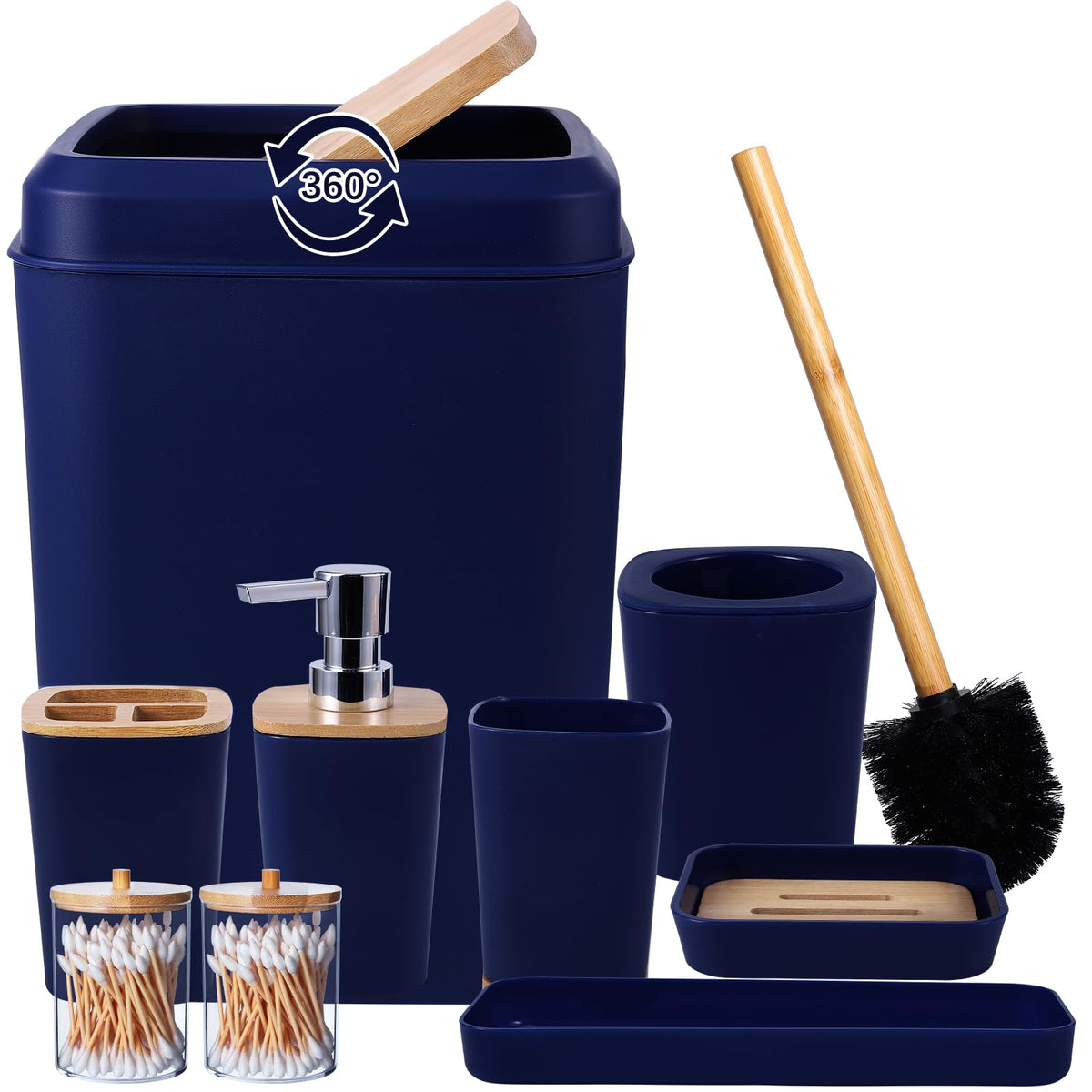 XLHOMO Bathroom Sets with Shower Curtain and Rugs,24PCS Black Bathroom Set Shower Curtain Set with Bathroom Trash Can Bathroom Accessories