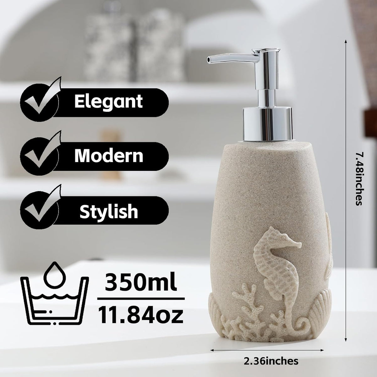 Bathroom Accessories Set, 4 PCS, Sea Bathroom Decor, Sandstone Look Beige