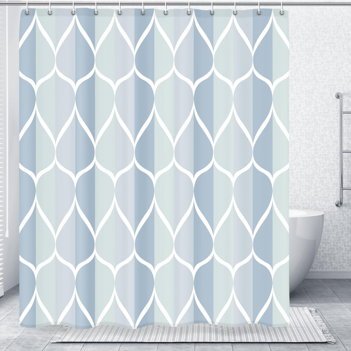 Gelbchu Grey Blend Geometric Shower Curtain for Bathroom, 72x72 Inch