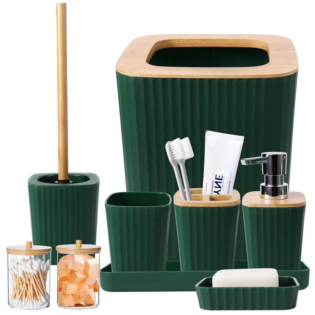 XLHOMO Sage Green Bathroom Set, Bathroom Sets with Shower Curtain and Rugs