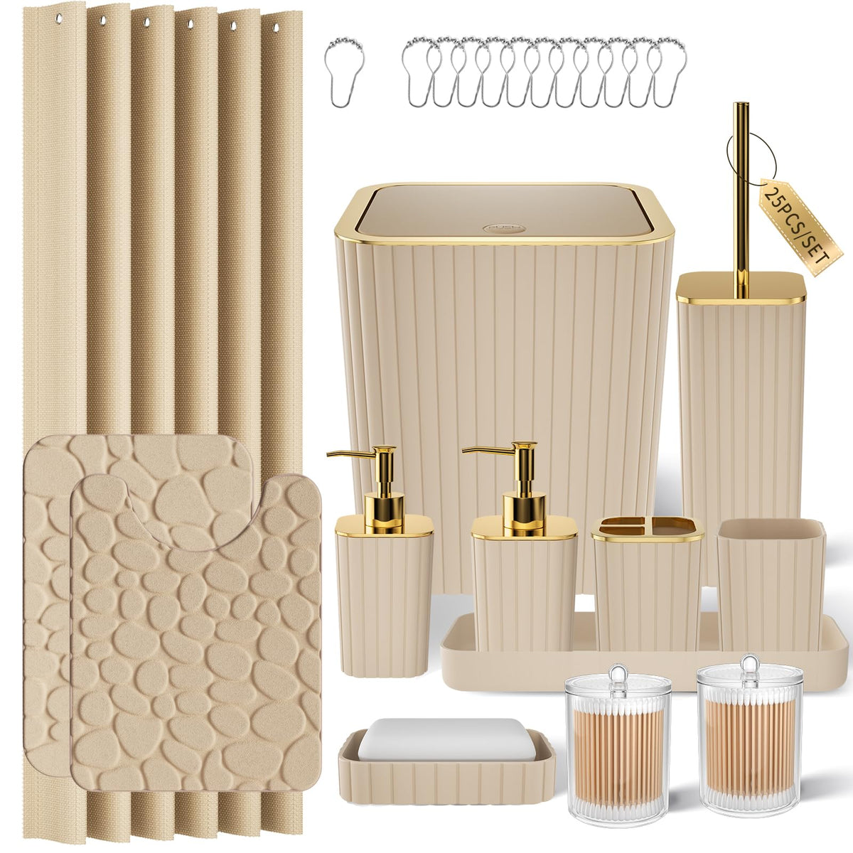 XLHOMO Bathroom Accessories Set - 10PC Gorgeous Black Bathroom Set