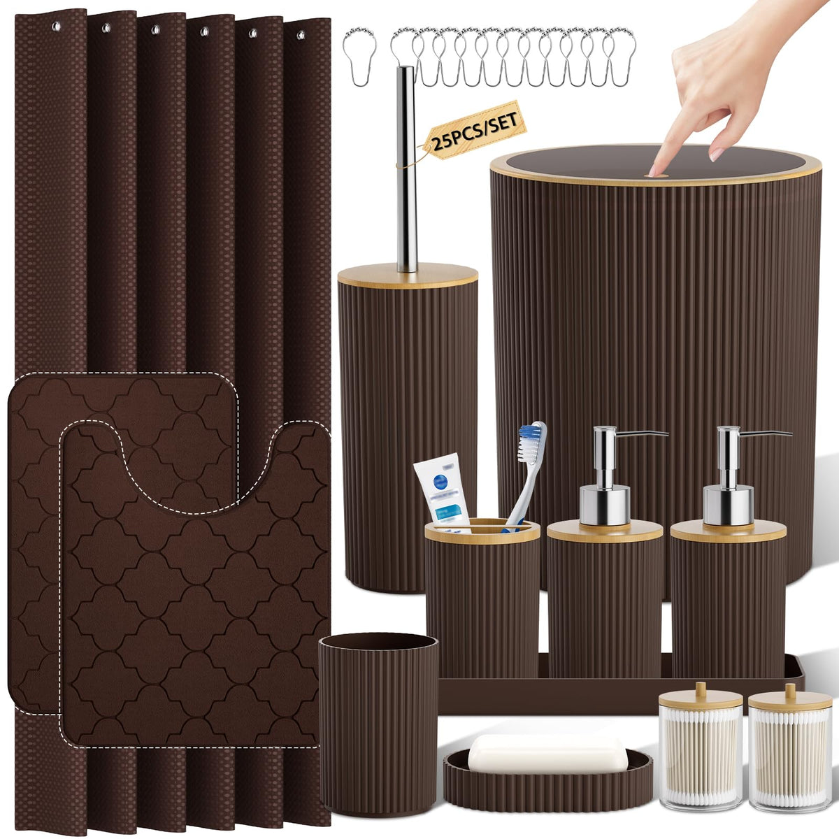 10PC Bathroom Accessory Set - White Bathroom Bath Decor Sets