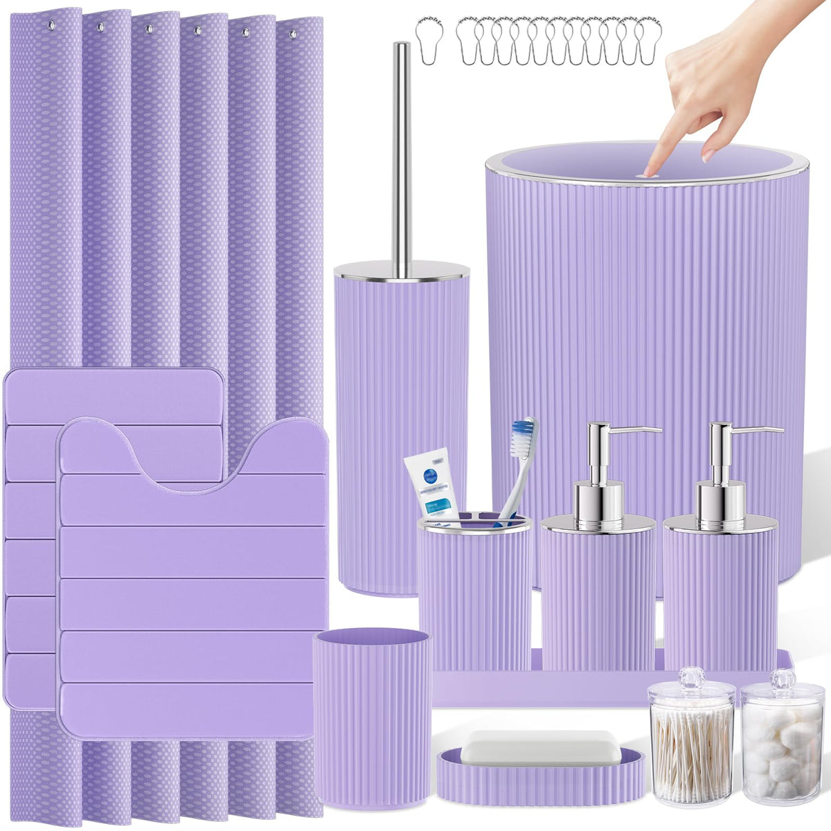 10PC Bathroom Accessory Set - White Bathroom Bath Decor Sets