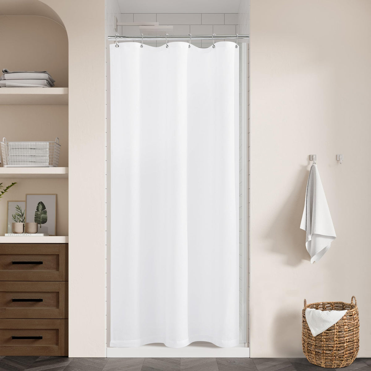 Cream Linen Shower Curtain for Bathroom Water Repellent 72x78 Inch