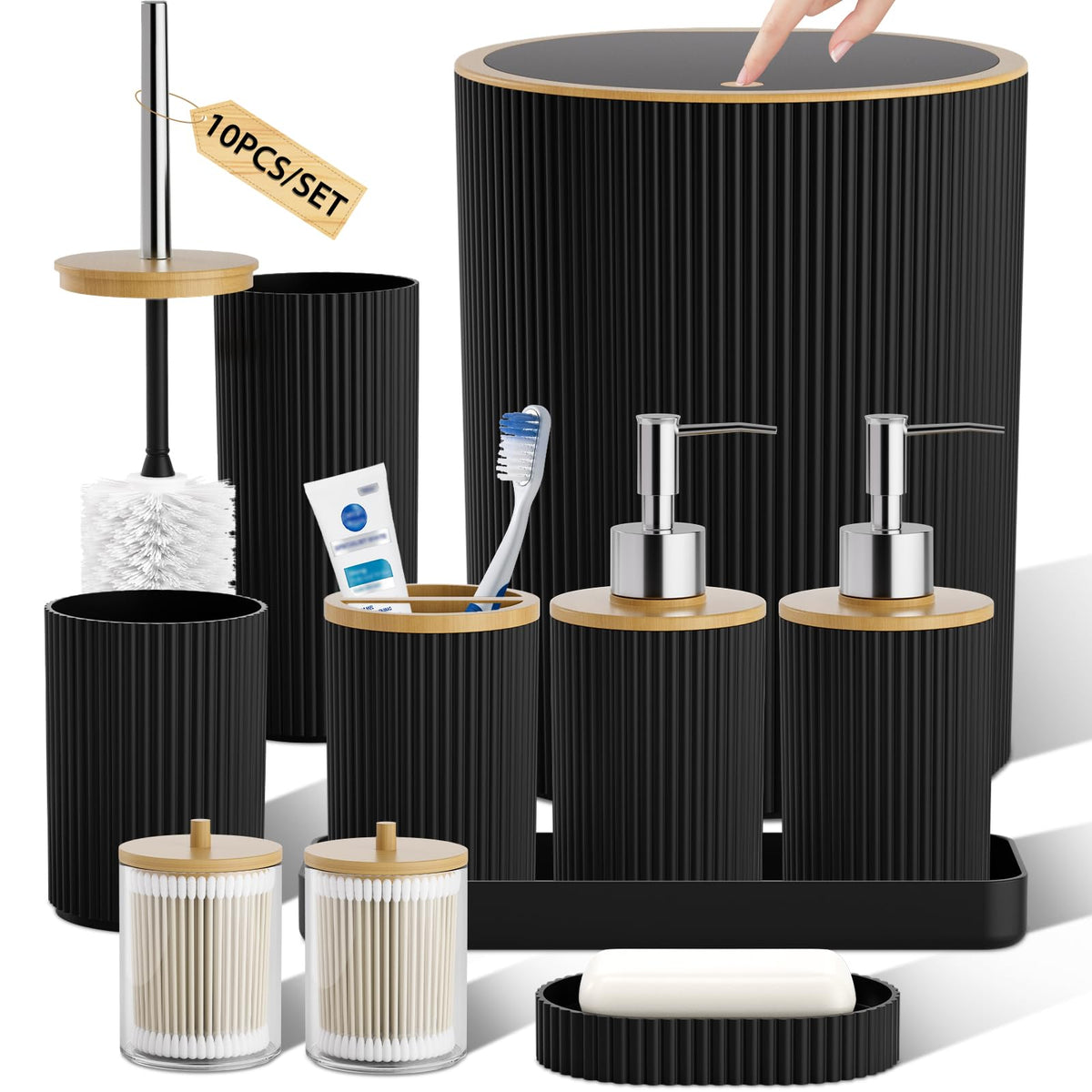 10PC Bathroom Accessory Set - White Bathroom Bath Decor Sets