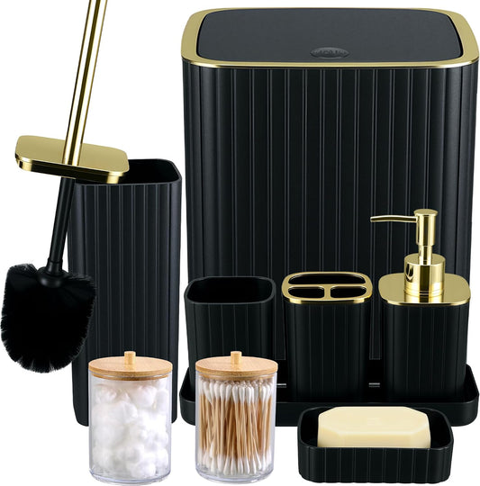 9PCS Black and Gold Bathroom Accessories Set
