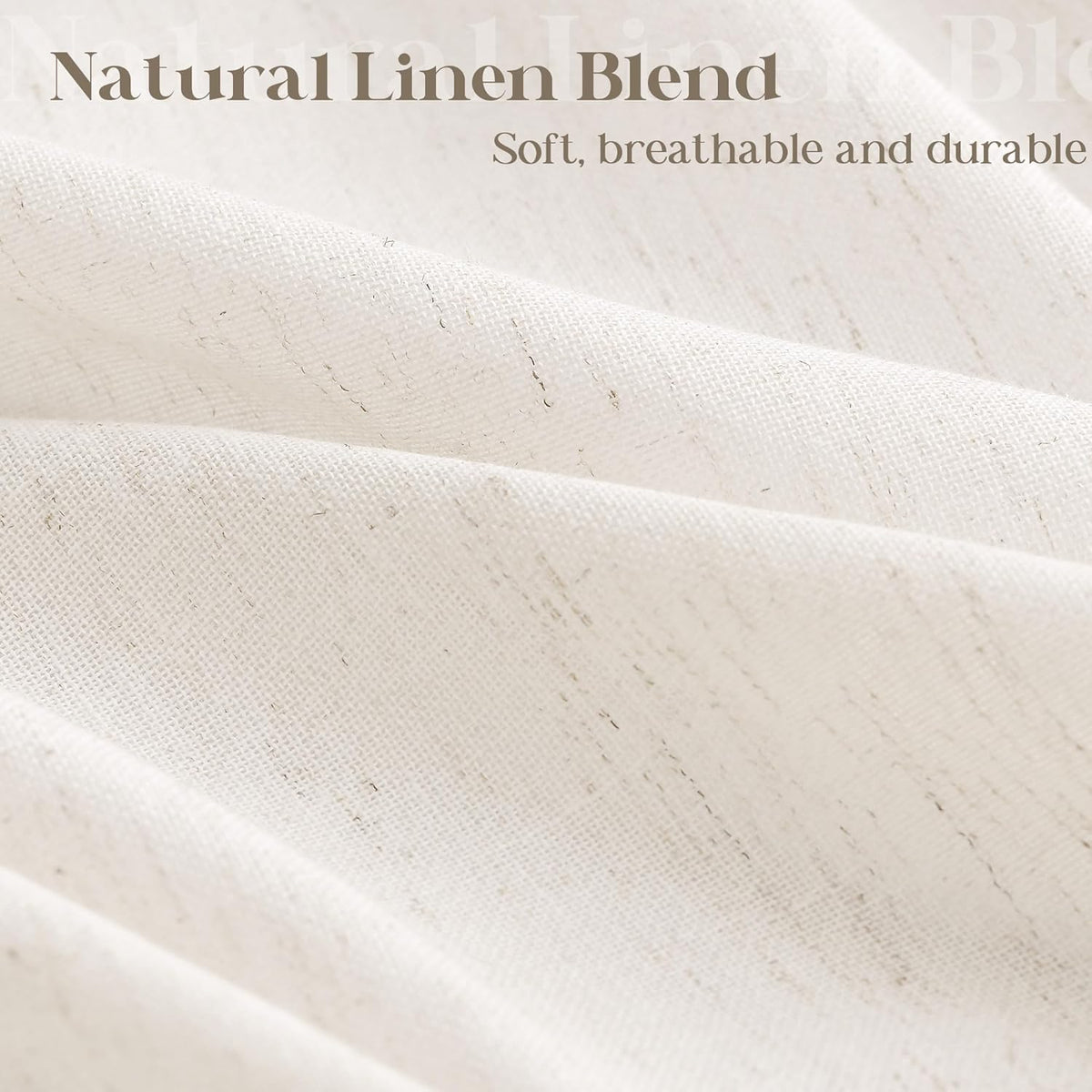 Cream Linen Shower Curtain for Bathroom Water Repellent 72x78 Inch