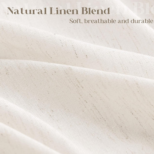 Cream Linen Shower Curtain for Bathroom Water Repellent 72x78 Inch
