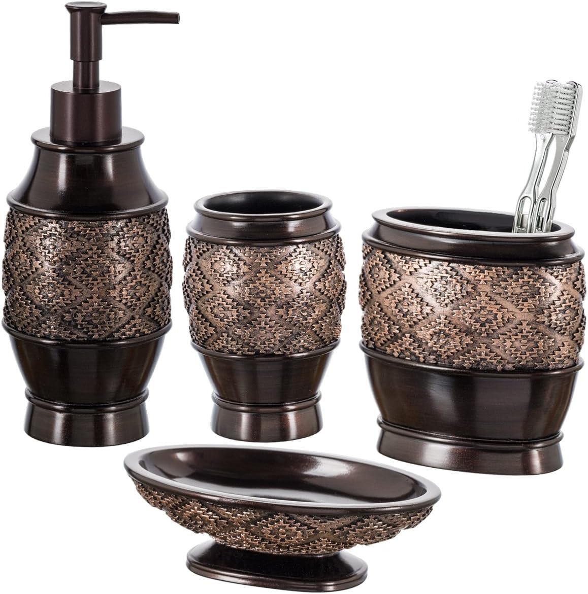 Creative Scents Dublin Brown 4 Piece Bathroom Accessory Set