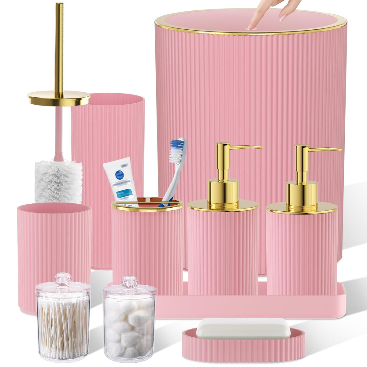 10PC Bathroom Accessory Set - White Bathroom Bath Decor Sets