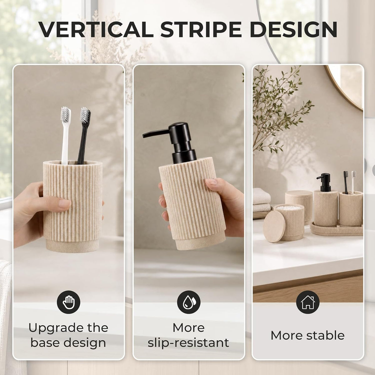 UFORU 6-Piece Bathroom Accessories Set,Resin Vanity Countertop Organizer
