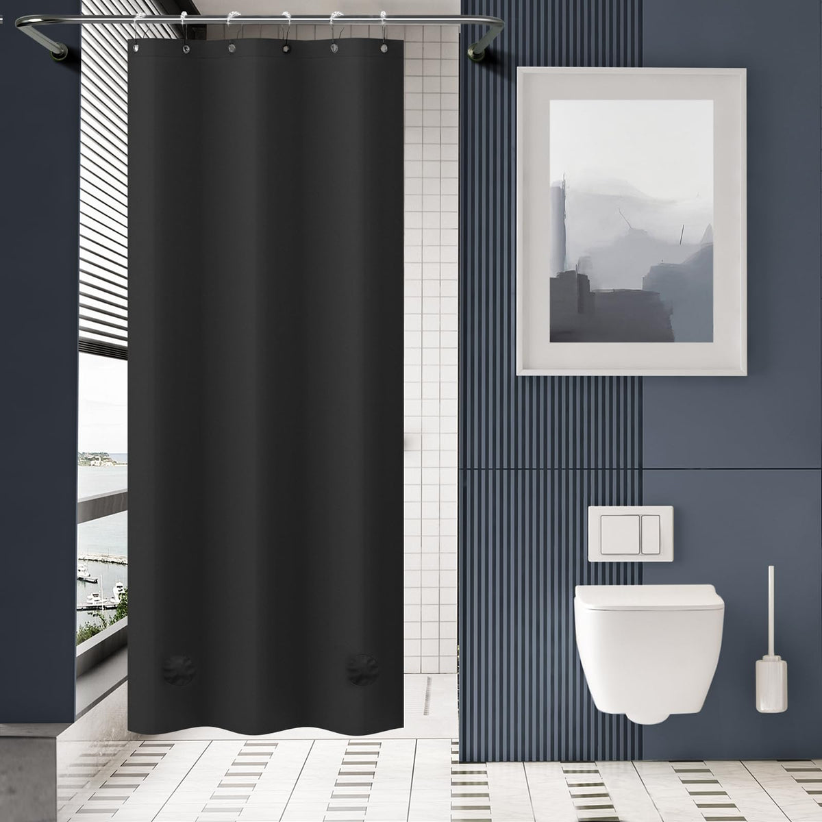 AmazerBath Plastic Shower Curtain Clear 72x74 Inches, Clear Shower Curtain Heavy Duty 8G Premium PEVA, Weighted Shower Curtains for Bathroom Accessories with 3 Big Stones and 12 Rustproof Grommets