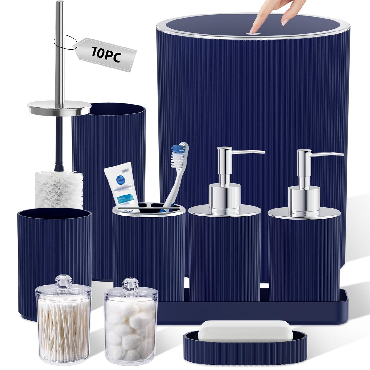10PC Bathroom Accessory Set - White Bathroom Bath Decor Sets