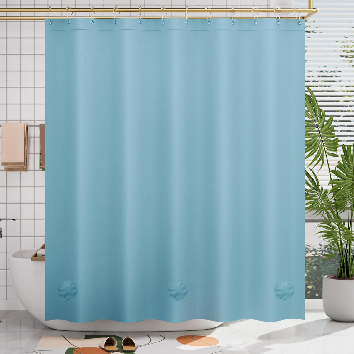 AmazerBath Plastic Shower Curtain Clear 72x74 Inches, Clear Shower Curtain Heavy Duty 8G Premium PEVA, Weighted Shower Curtains for Bathroom Accessories with 3 Big Stones and 12 Rustproof Grommets