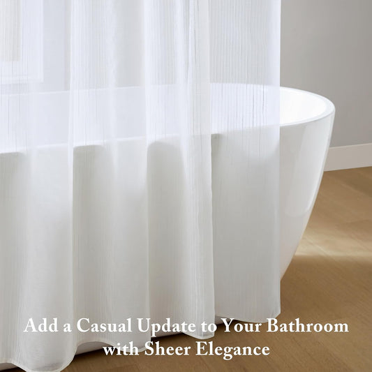 Madison Park Anna Sheer Shower Curtain for Bathroom, 72 x 72, White