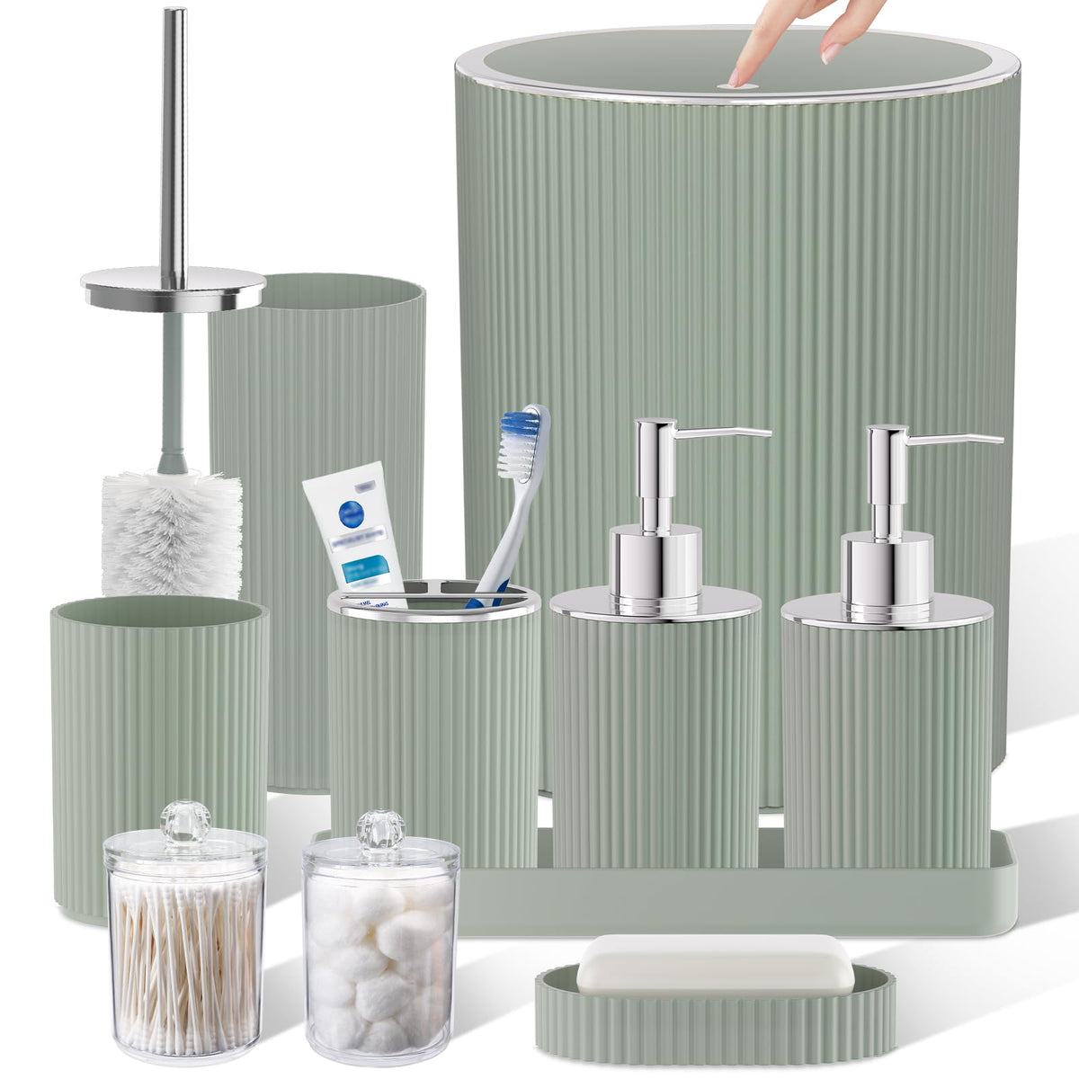 10PC Bathroom Accessory Set - White Bathroom Bath Decor Sets