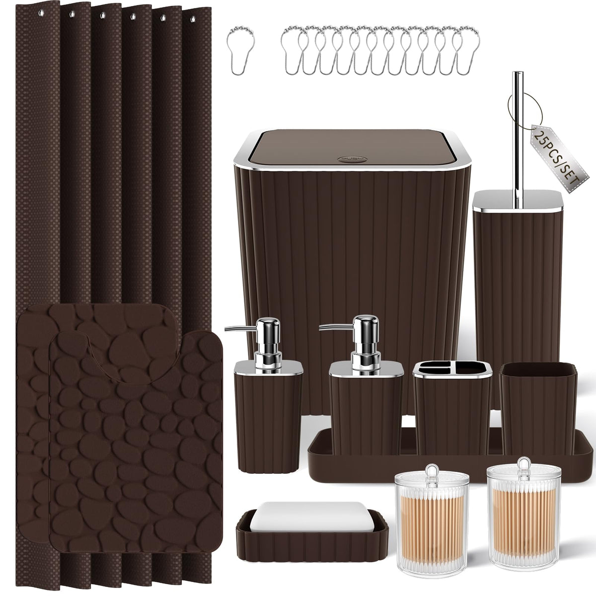 XLHOMO Bathroom Accessories Set - 10PC Gorgeous Black Bathroom Set