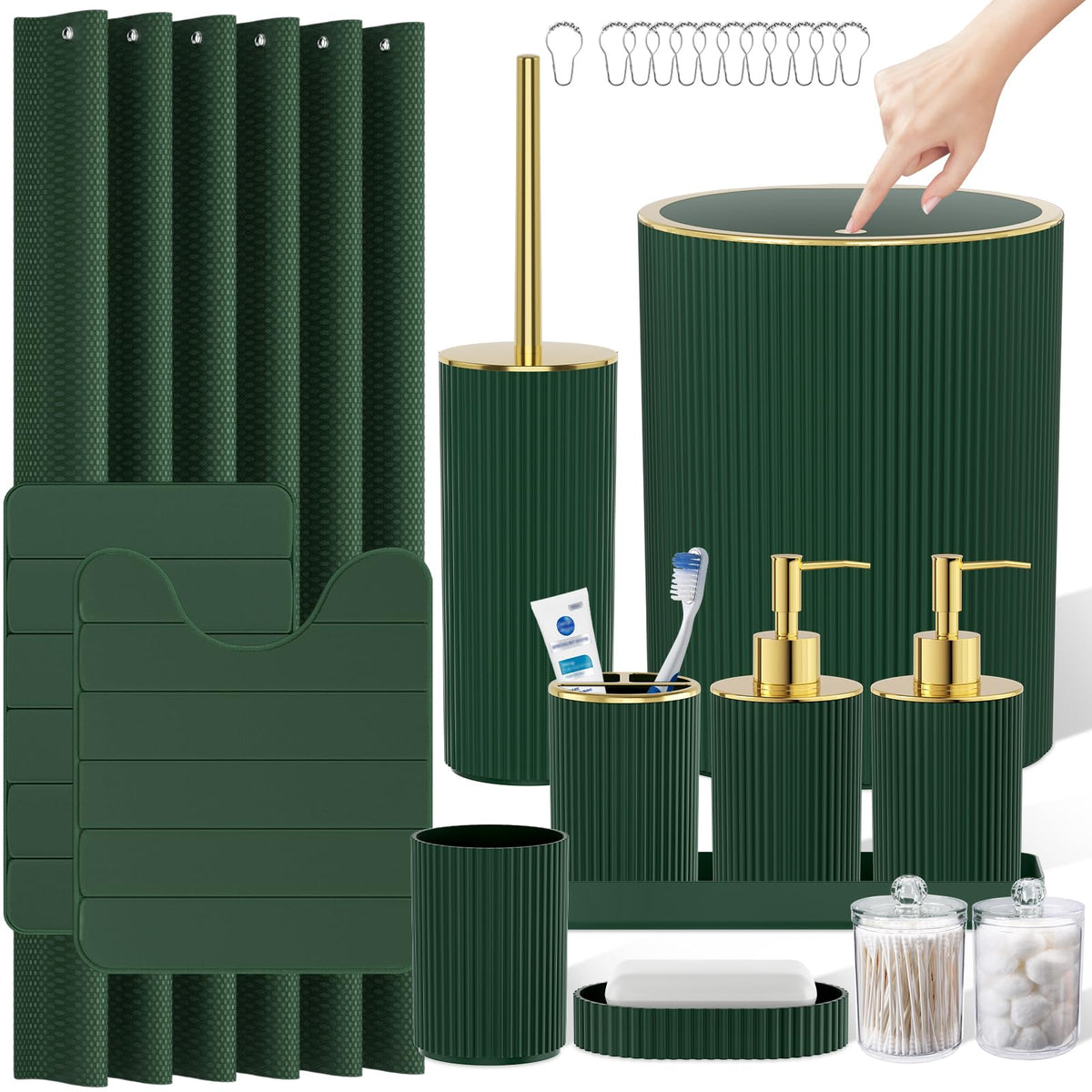 10PC Bathroom Accessory Set - White Bathroom Bath Decor Sets