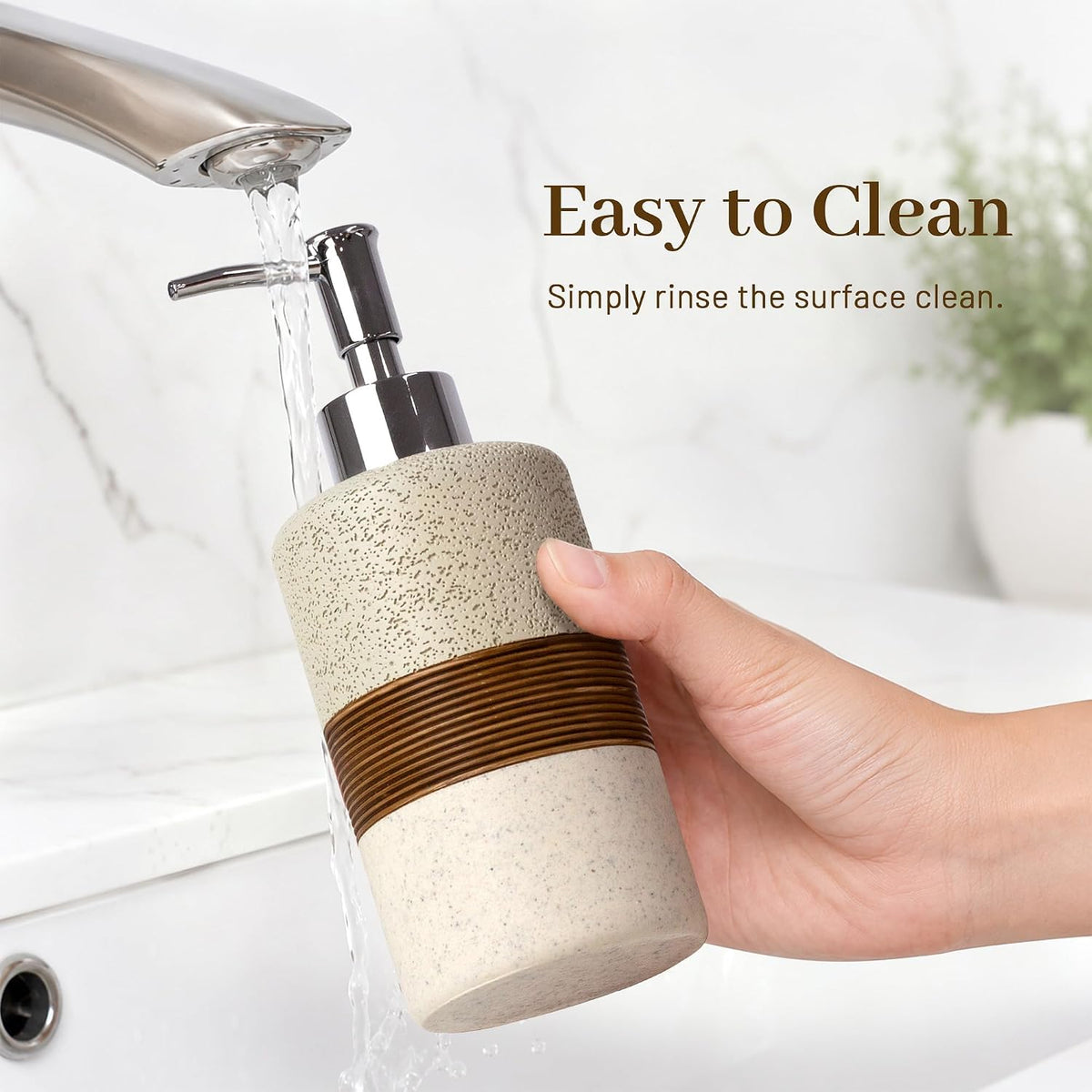 YMXYJM 6-Piece Resin Bathroom Accessories Set, Beige