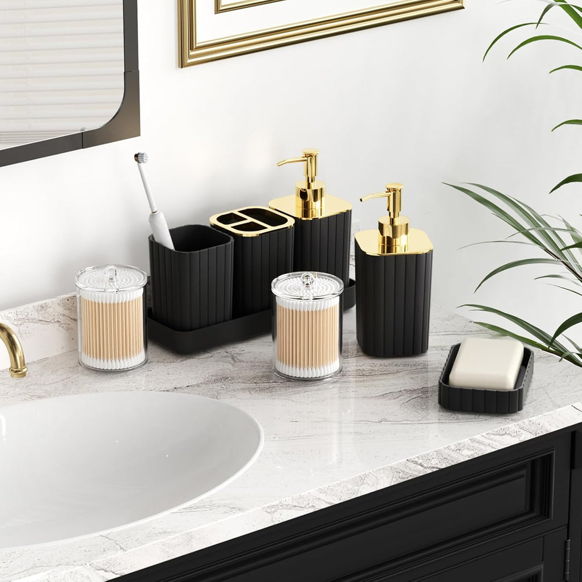 XLHOMO Bathroom Accessories Set - 10PC Gorgeous Black Bathroom Set