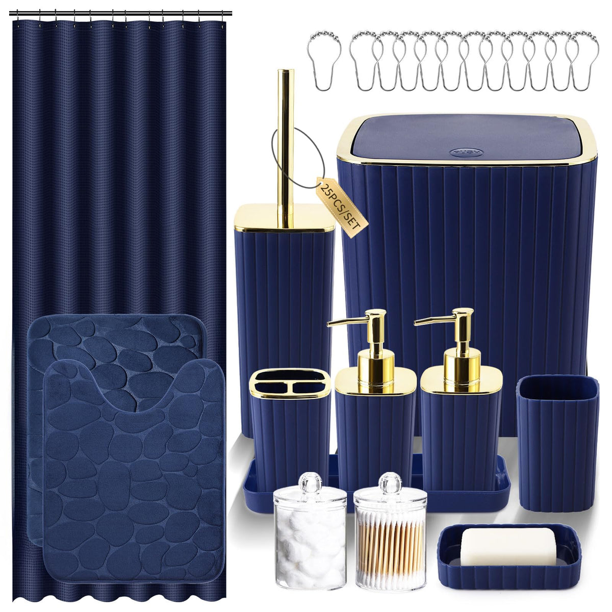 XLHOMO Bathroom Accessories Set - 10PC Gorgeous Black Bathroom Set