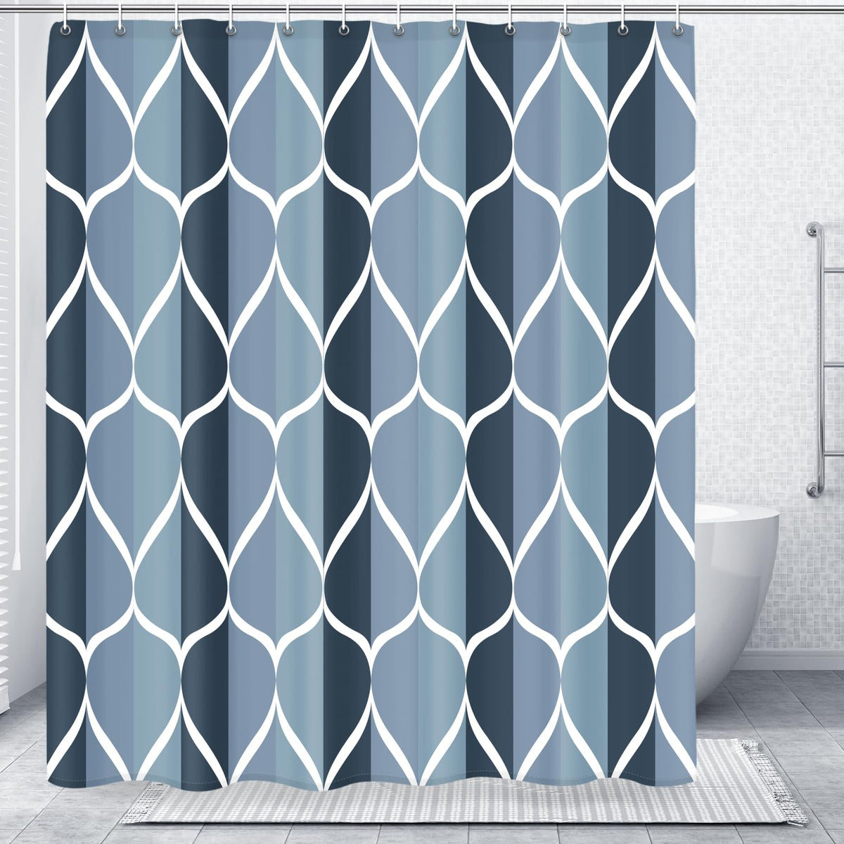 Gelbchu Grey Blend Geometric Shower Curtain for Bathroom, 72x72 Inch