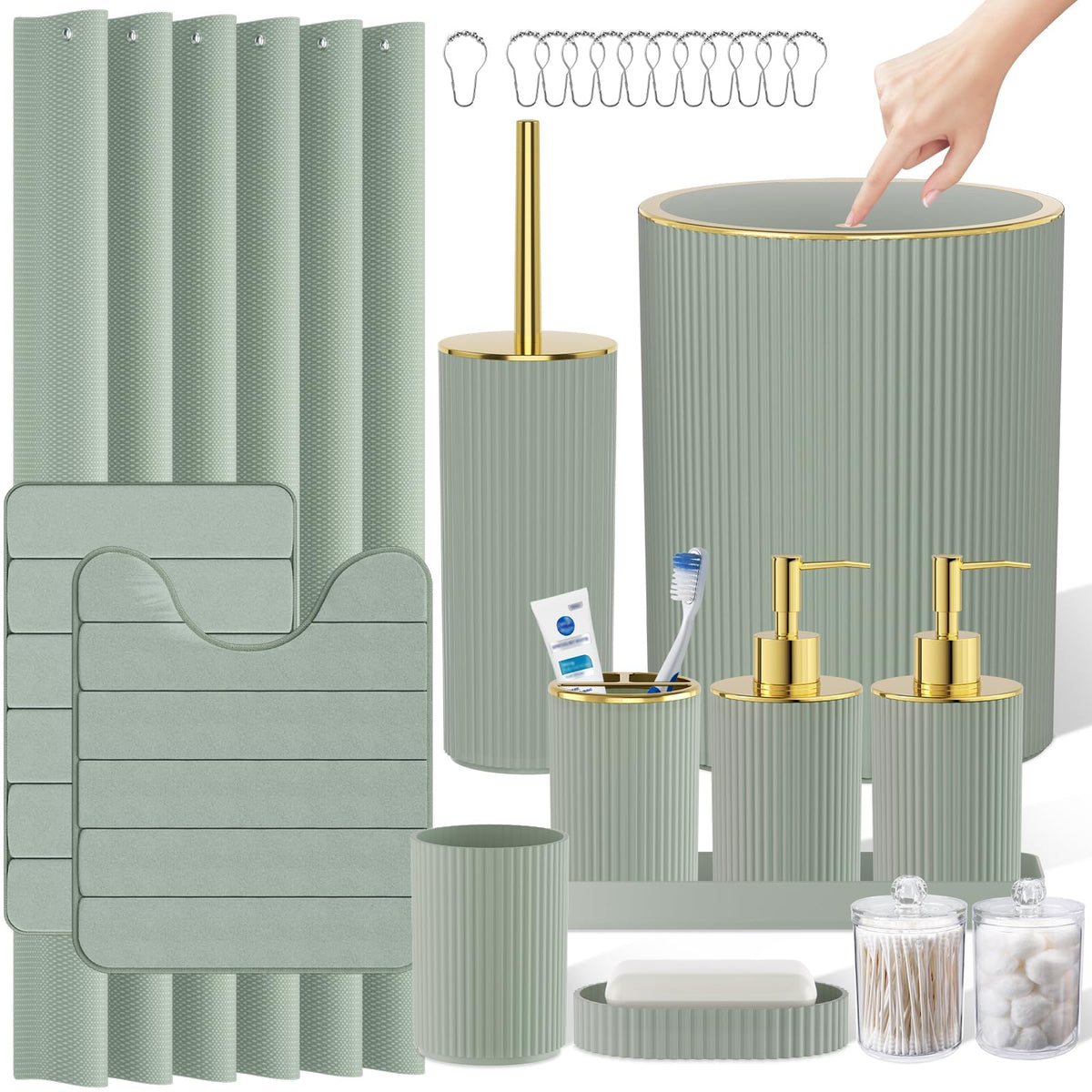 10PC Bathroom Accessory Set - White Bathroom Bath Decor Sets