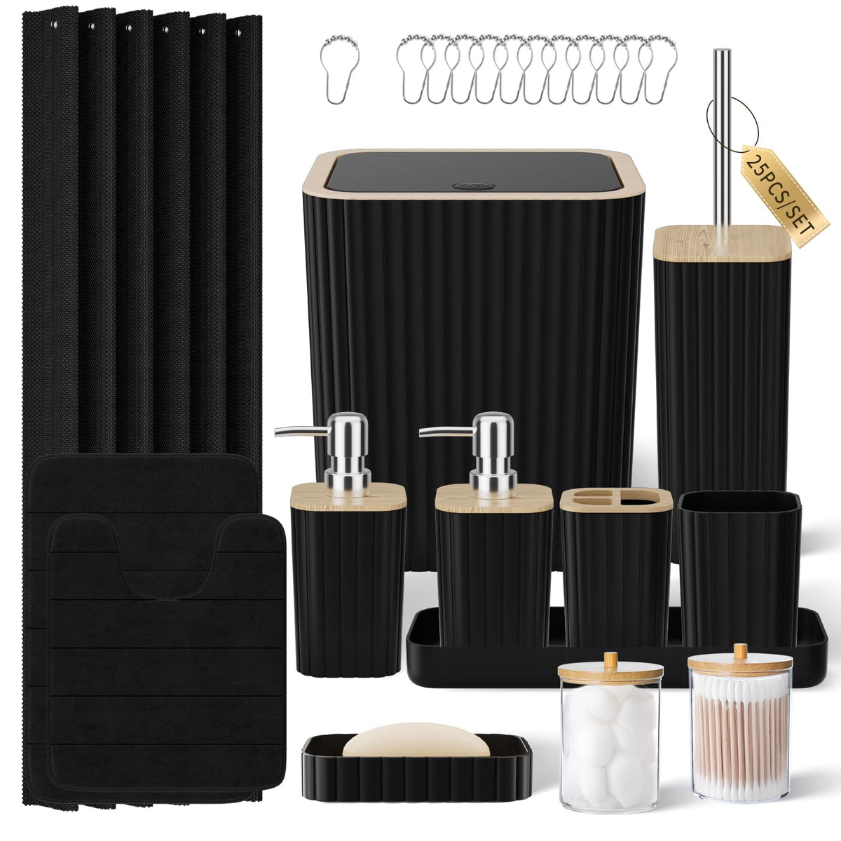 XLHOMO Bathroom Accessories Set - 10PC Gorgeous Black Bathroom Set