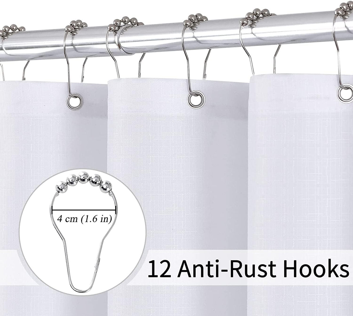 Grey and White Ombre Shower Curtain for Bathroom Luxury Hotel Spa, Machine Washable, Morden Decorative Bath Curtain, Gray Linen Textured Shower Curtains