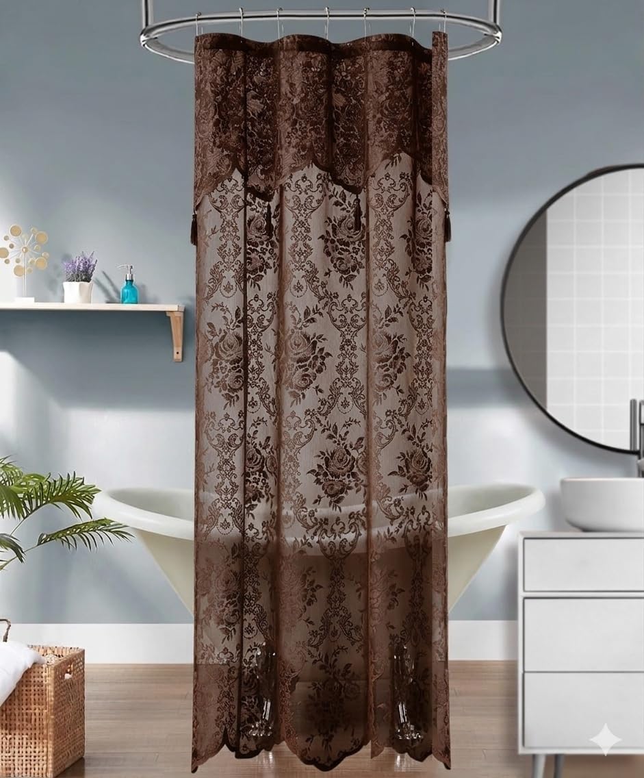 Warm Home Designs Black Stall Shower Curtain with Valance. LA Black 36