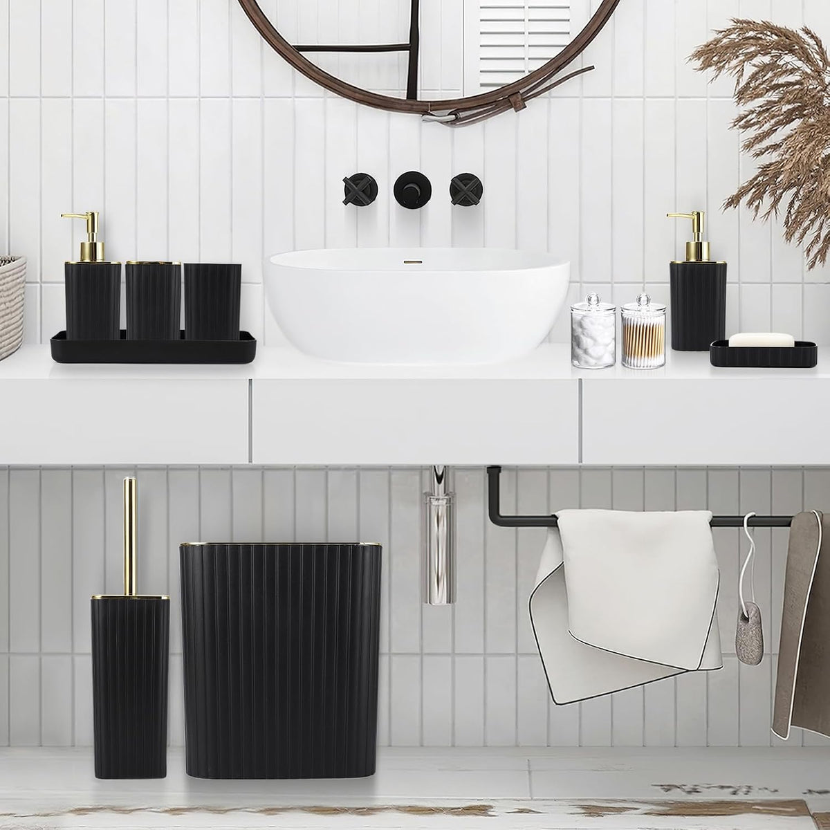 XLHOMO Bathroom Accessories Set - 10PC Gorgeous Black Bathroom Set