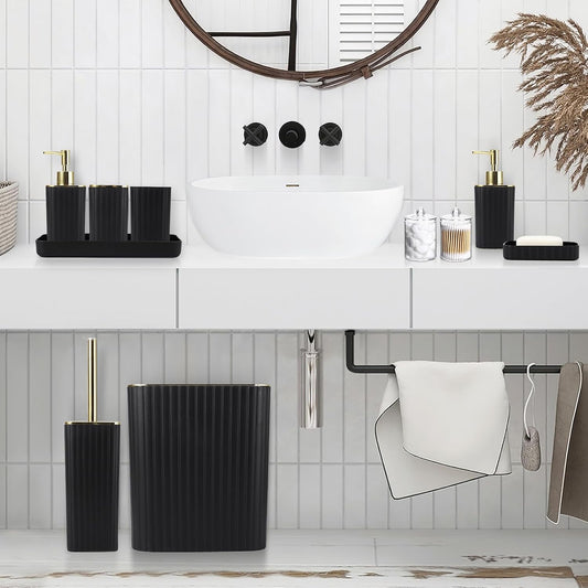 XLHOMO Bathroom Accessories Set - 10PC Gorgeous Black Bathroom Set